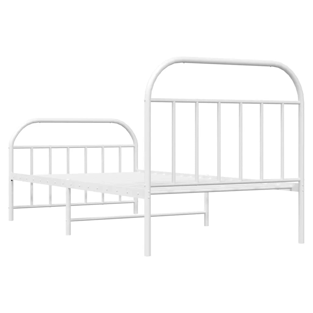Giroletto con Testiera e Pediera Metallo Bianco 100x190 cm 353696