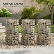 Gabion Raised Beds, 3 Pieces, Round, Galvanized Steel, 30x50 Cm