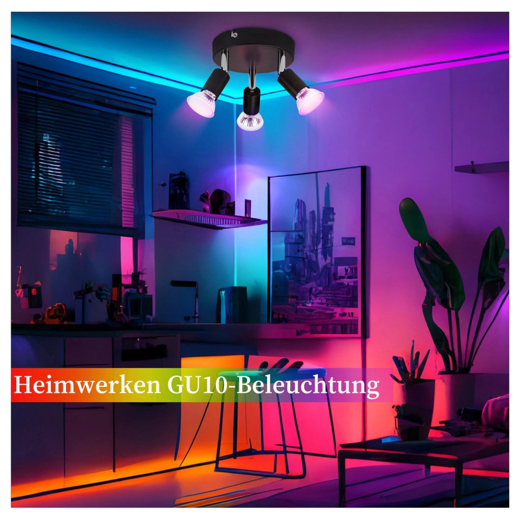 ZMH Faretto da soffitto neri 3 luci GU10 regolabili stile industriale metallo per cucine camere letto sale pranzo