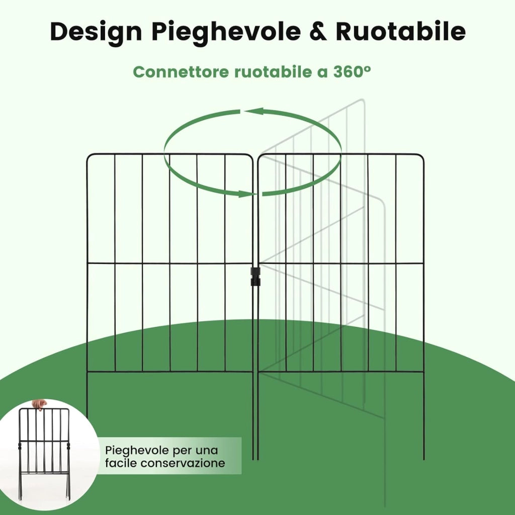 15/25PCS Recinzione da Giardino 33 x 60 CM, Recinzione per Aiuole in Metallo Antiruggine e Robusto, Recinto Pieghevole da Giardino, Orto ed Aiuole (25)
