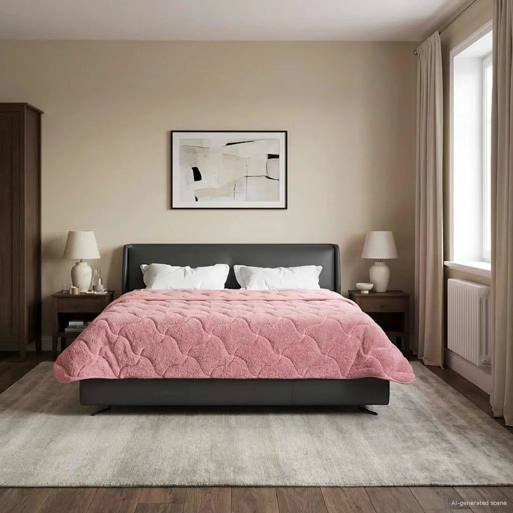 Piumone | Duvet Estivo Rosa 240 x 260 cm Microfibra e Fleece Teddy