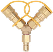 Adattatore Y a gas - 3/8 pollici Quick Connect - Funziona senza interruzione - Realizzato in rame e gomma - Adatto per griglie a gas - Per forni a pizza e...