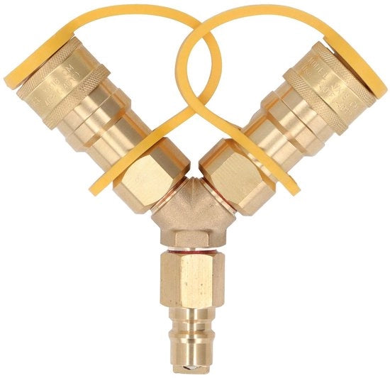 Adattatore Y a gas - 3/8 pollici Quick Connect - Funziona senza interruzione - Realizzato in rame e gomma - Adatto per griglie a gas - Per forni a pizza e...