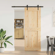 Porta scorrevole NARVIK Naturale e Nero 85 x 210 cm (152,5 cm)