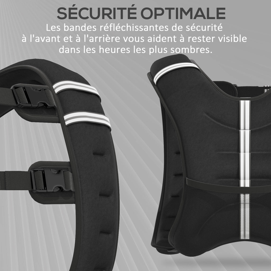Gilet pesato 8 kg ¨C zephmum ¨C sabbia metallica, nero, tessuto Oxford