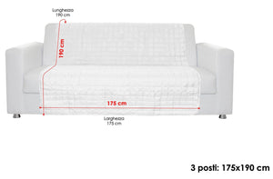 Copridivano a Fascia 3 Posti 175x190 cm in Microfibra Doubleface Blu Scuro/Grigio Chiaro