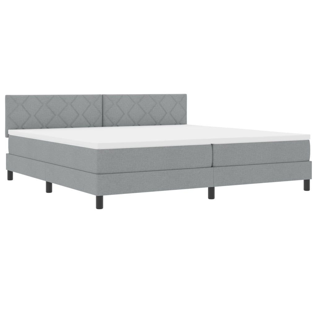 Letto con Box Spring e Materasso & LED Grigio Chiaro 200x200 cm Tessuto