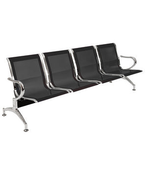 Panca per sala attesa aspetto studio medico o professionale a 4 posti - colore nero