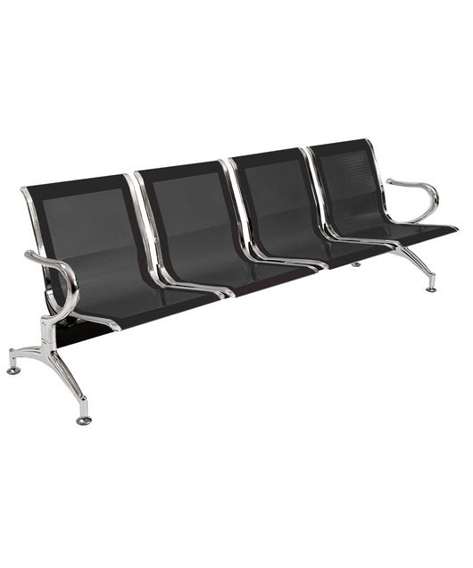 Panca per sala attesa aspetto studio medico o professionale a 4 posti - colore nero