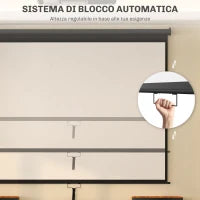 Telo Proiettore 120" Regolabile con Montaggio a Soffitto e Parete, Formato 4:3, 244x183cm, Bianco e Nero