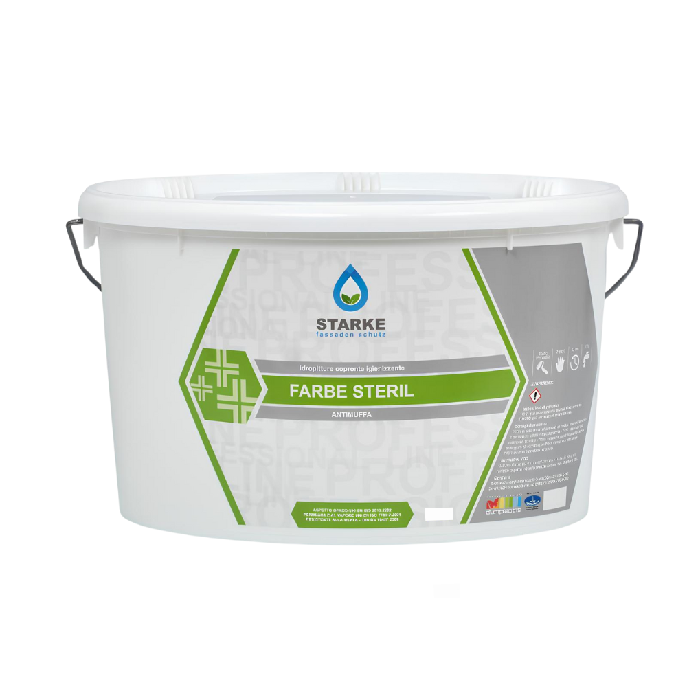 Farbe steril pittura coprente igienizzante antimuffa opaca permeabile vapore *** formato 5 lt, confezione 1