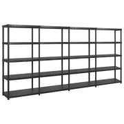 Scaffale portaoggetti a 5 ripiani 366 x 45,7 x 185 cm Plastica nera 02_0045706