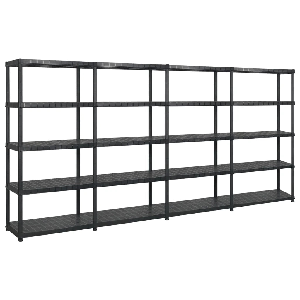 Scaffale portaoggetti a 5 ripiani 366 x 45,7 x 185 cm Plastica nera 02_0045706