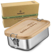 Lunchbox in acciaio inossidabile con coperchio in legno I Durevole box in acciaio inossidabile per bambini e adulti I Lunchbox in acciaio inossidabile di particolare igiene I Box per pranzo in acciaio leggero e maneggevole