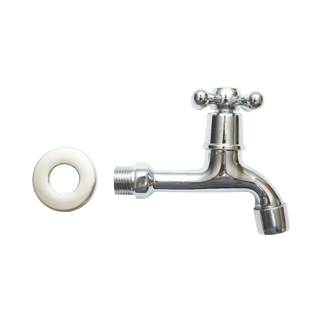 Rubinetto per acqua di servizio, montaggio a parete, acciaio inox, cromo lucido