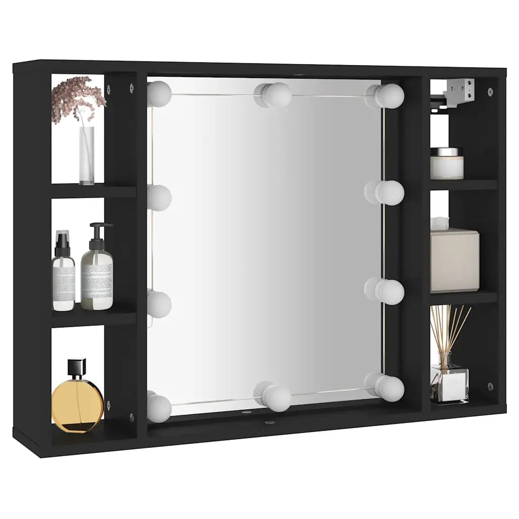 Mobile a Specchio con LED Nero 76x15x55 cm CFW8917873