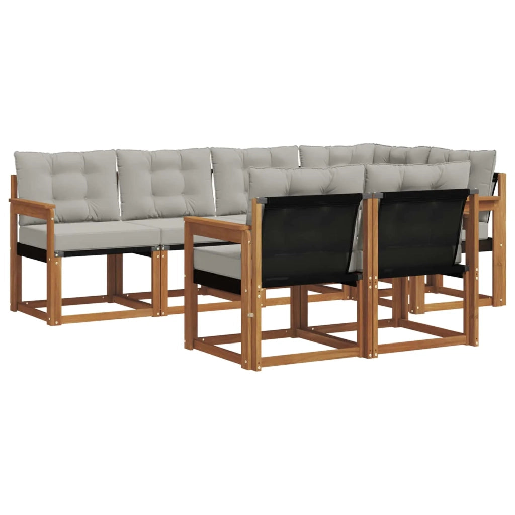 Set di divani da esterno 7 pcs Grigio Naturale e Chiaro