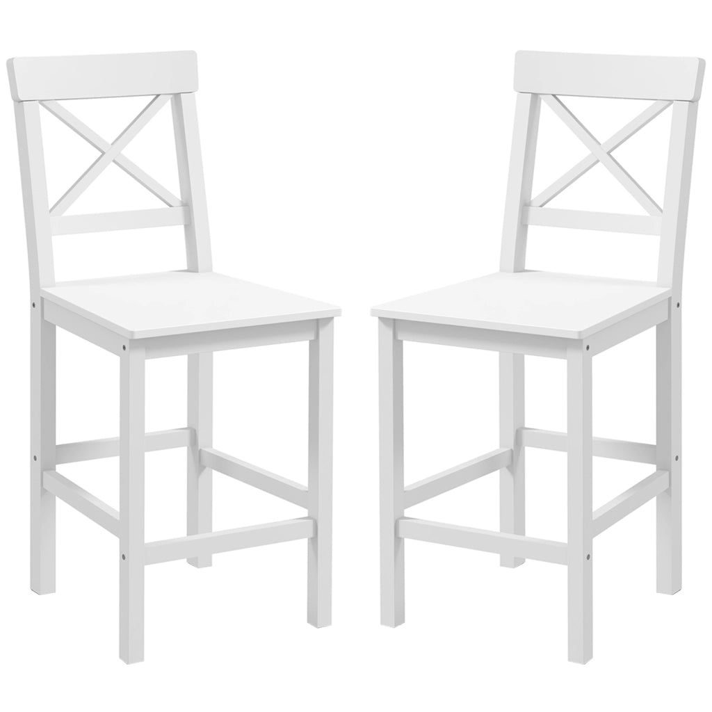 Sgabelli da bar in legno con poggiapiedi ¨C zephmum ¨C bianco 60 cm