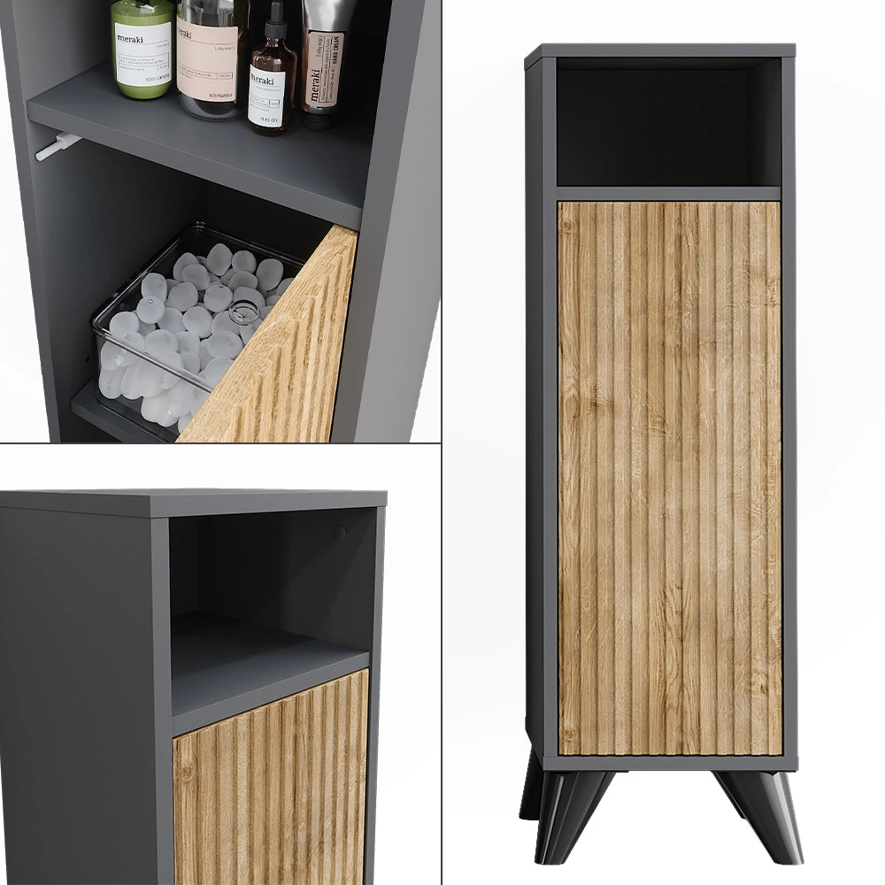 Vicco Mobiletto midi Antracite/quercia di montagna 30 x 97 cm con porta