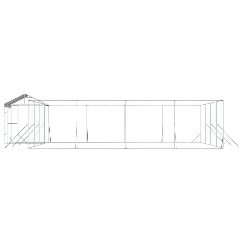 Cuccia Cani da Esterno Tetto Argento 10x8x2,5 m Acciaio Zincato 3190473