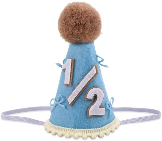 Festa di Compleanno - Calotta per Festa di Mezzo - Decorazioni per Festa di Compleanno - Fotorequisito per Cake Smash - 1/2 Calotta per Festa di Compleanno - Disegno Carino - Cintura Regolabile (14,5x8cm)