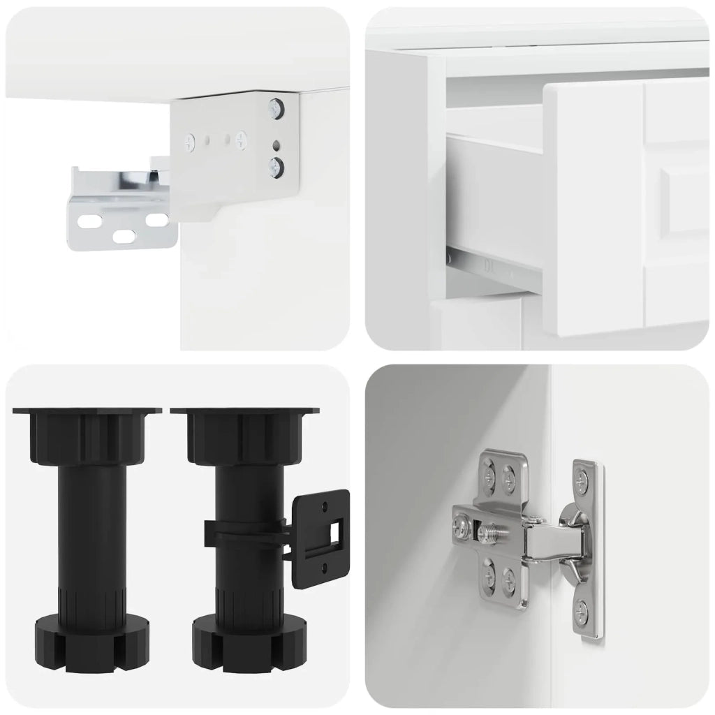 Set di armadi con cassetto 8 pcs Bianco Legno multistrato 3438173
