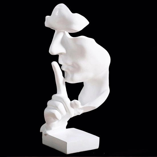 Pensieri di Ora Silenzio è Oro, immagini astratte del volto, moderne e semplici decorazioni in resina, sculture figurative creative per casa, studio, decorazione per biblioteca e sala di lettura