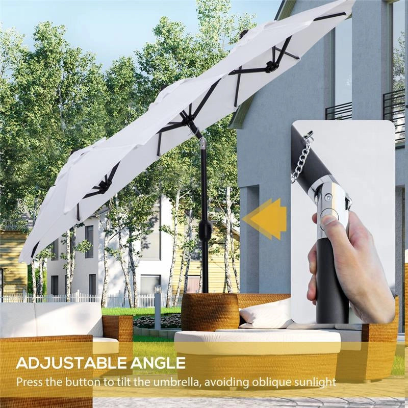 OMBRELLONE DA GIARDINO DOPPIO APERTURA A MANOVELLA 285 X 147 X 227 CM BIANCO