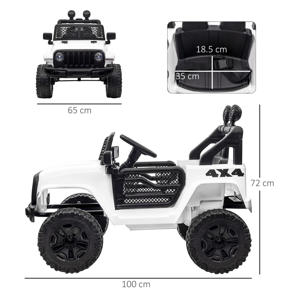 EasyComfort Macchina Elettrica per Bambini Jeep Fuoristrada con Telecomando e 2 Velocità, 100x65x72 cm, Bianco