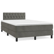 Letto a Molle con Materasso e LED Grigio Scuro 120x190cm in Velluto