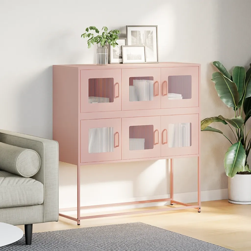 Credenza Rosa 100,5x39x107 cm in Acciaio Laminato a Freddo 853423