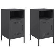 Set di 2 Comodini | Armadio da Notte | Mobiletto da notte Neri 36x39x68 cm in Acciaio