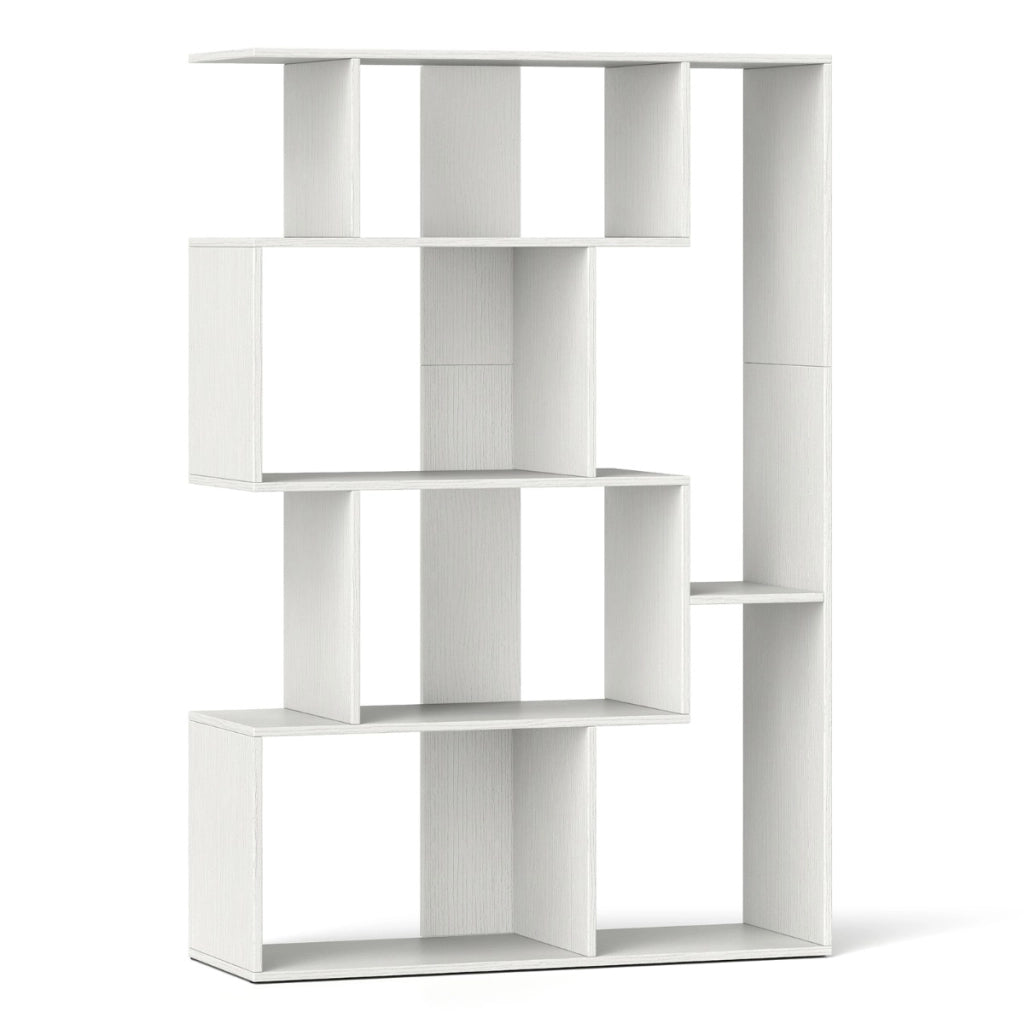 Grande libreria a 6 cubi con kit anti-ribaltamento unit¨¤ di scaffali autoportante, Libreria geometrica aperta Bianco-Scaffali e librerie