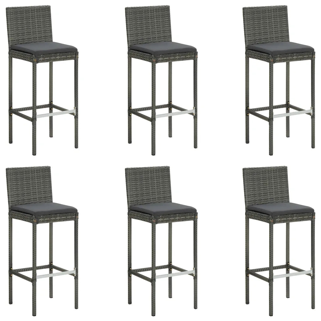 Set da Bar da Giardino 7 pz con Cuscini in Polyrattan Grigio 3064835