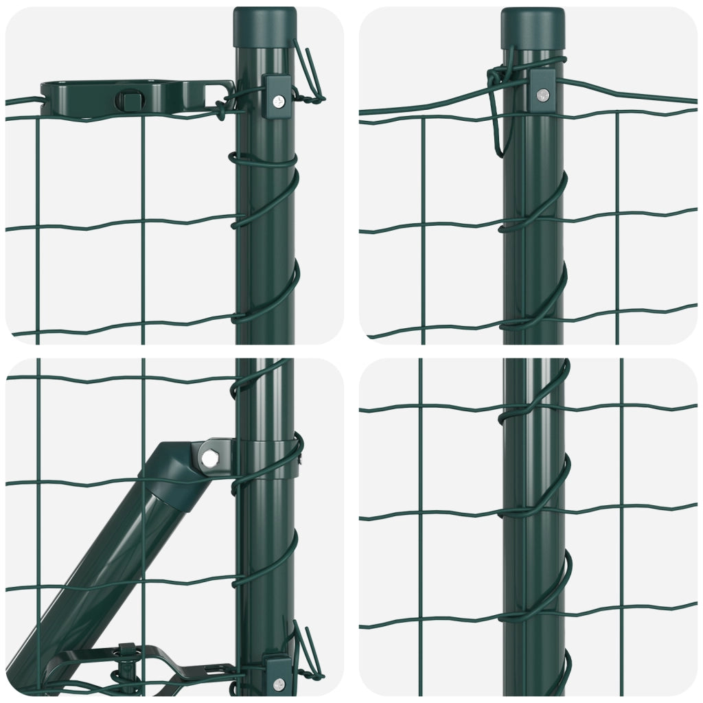 Recinzione Euro con 7 Picchetti 0.8x10 m Acciaio Zincato Verde
