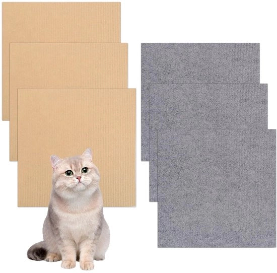 6 pezzi di protezione per gatti autoadesiva – 30x30cm protezione contro graffi per divano, muro e mobili, protezione per gatti regolabile in kaki/donkergrijs, piastra di protezione per gatti con design antigraffi