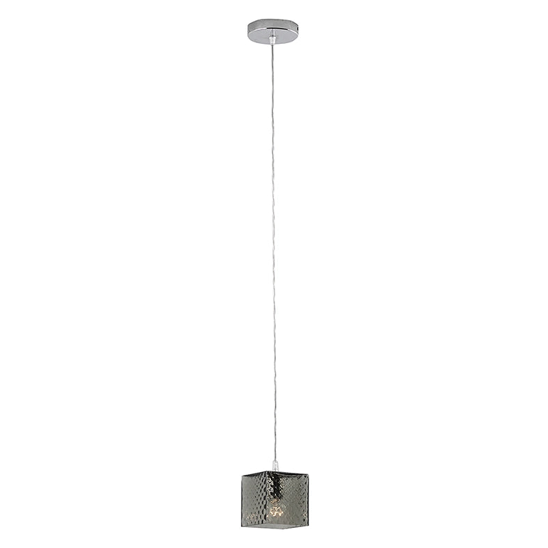 Talisker Sospensione Quadrata in Vetro Fumè E14 IP20 - Lampadario a Luce Diretta in Vetro Lavorato a Mano per Interni - Rossini Group