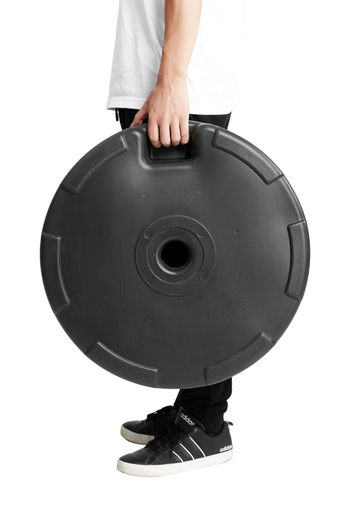 Supporto per ombrellone riempibile con acqua o sabbia con manopole regolabili in plastica nero 56 × 51 × 15 cm