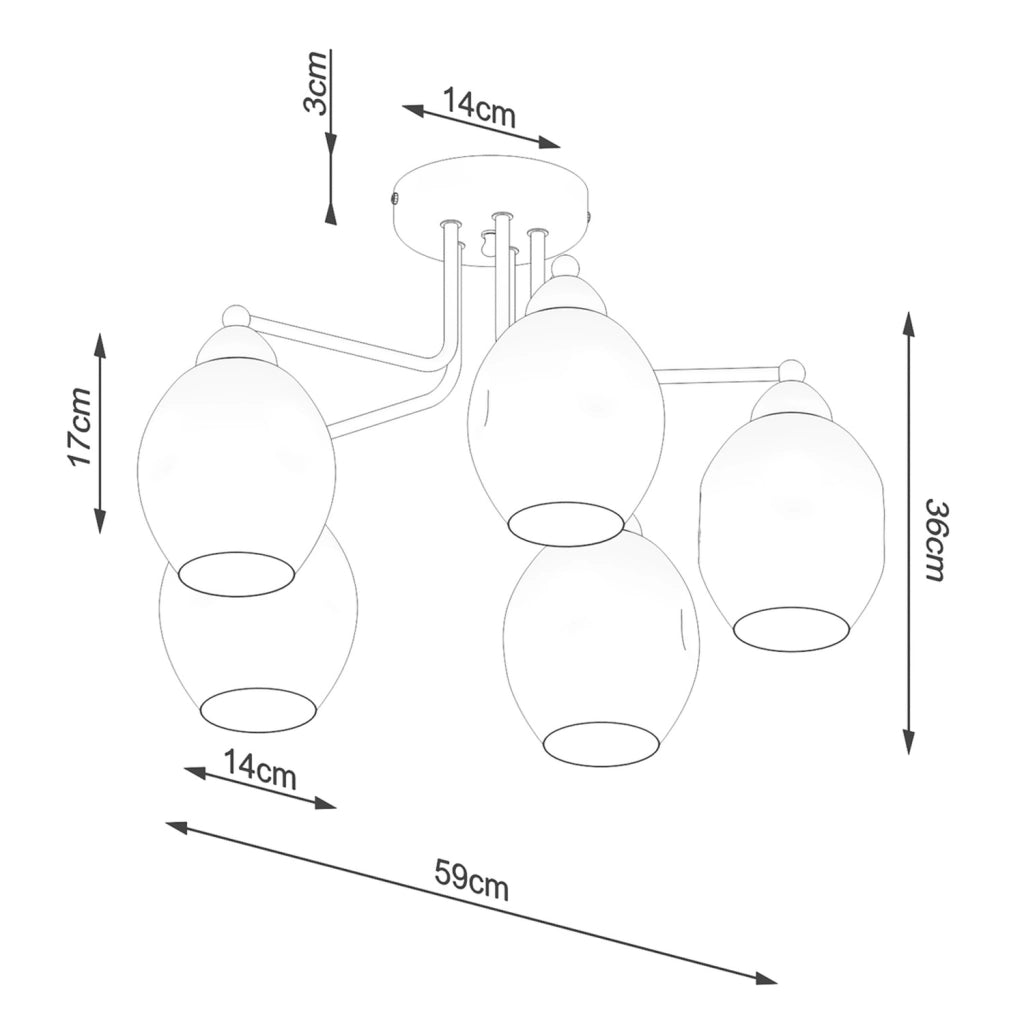 Lampadario Pure Lume BROSSA 5 luci vetro fumé nero
