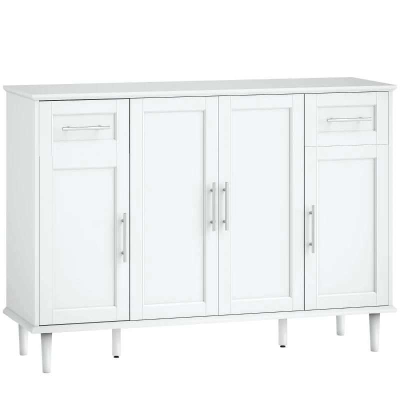 CREDENZA BUFFET ELEGANTE CON 2 CASSETTI E 3 ARMADIETTI CON RIPIANI REGOLABILI, IN LEGNO, 120X38X86 CM, BIANCO