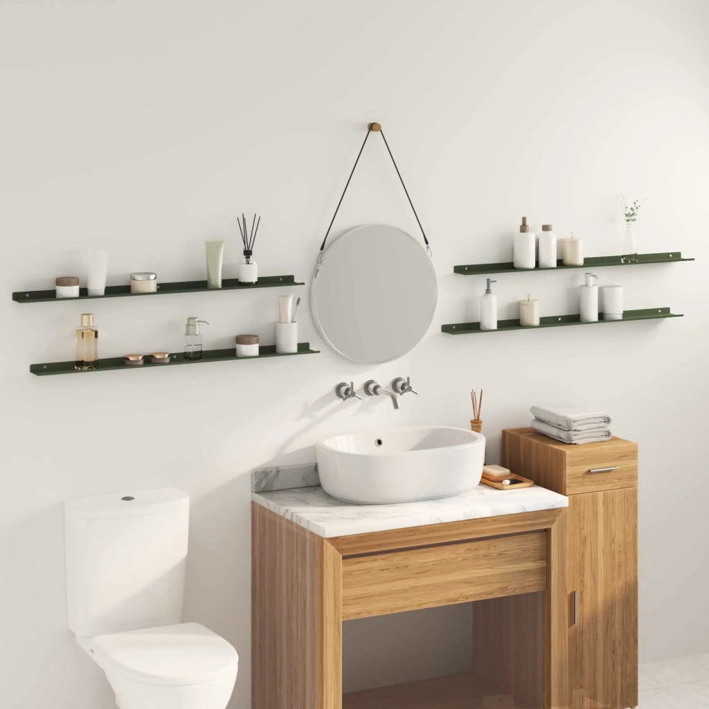 Mensola sospesa 4 pcs Verde oliva 100 x 9 x 2,5 cm Acciaio