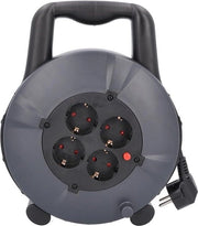 Box per cavo da 10 metri in plastica robusta e resistente agli urti - maniglia pratica - interruttore di protezione termica - 230V 16A max. 3500W - IP20 - I 16081 nero/grigio