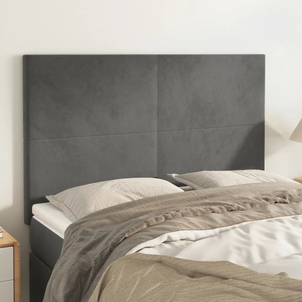 Testiera-Testata Decorativa Grigio Scuro 144x5x118/128 cm Velluto 360075