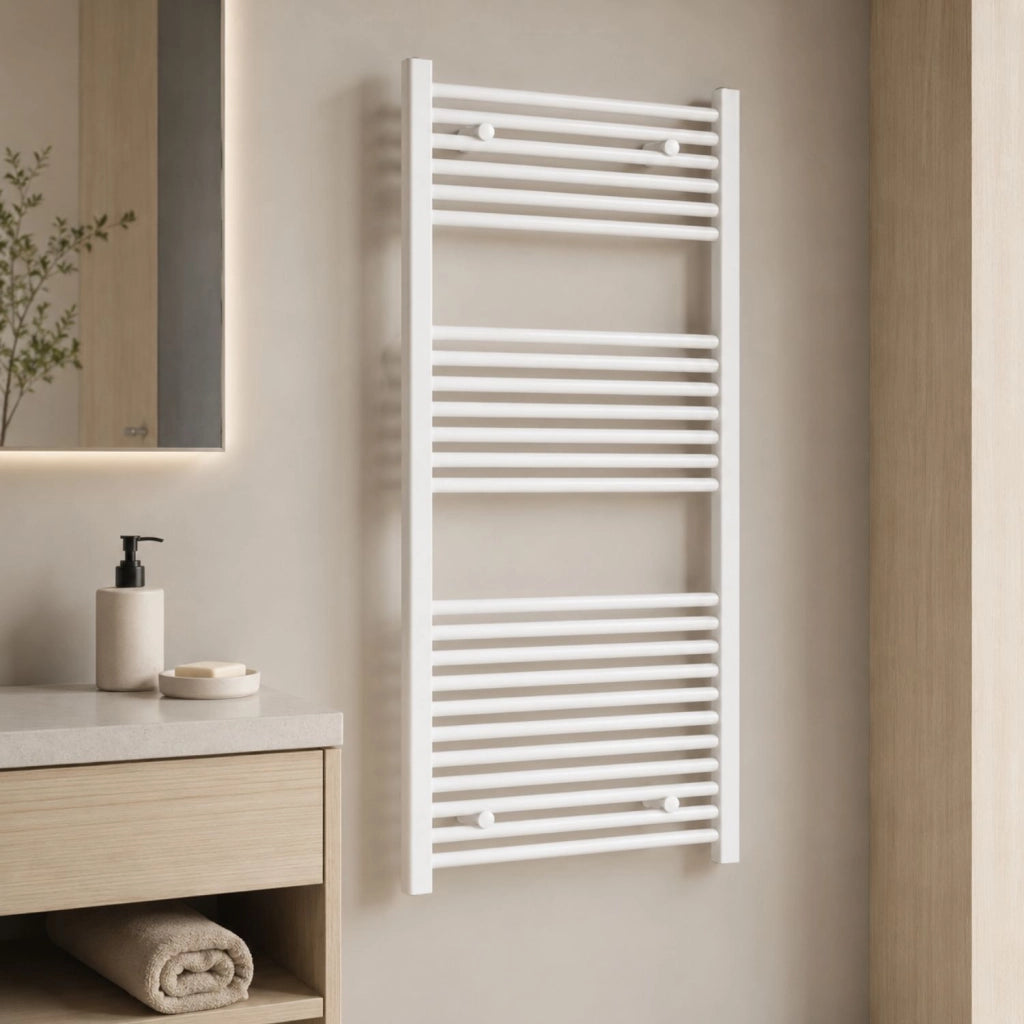 Termoarredo bianco in acciaio scaldasalviette per bagno elegante *** misure h1200xl500xi450 23 tubi, pezzi 1