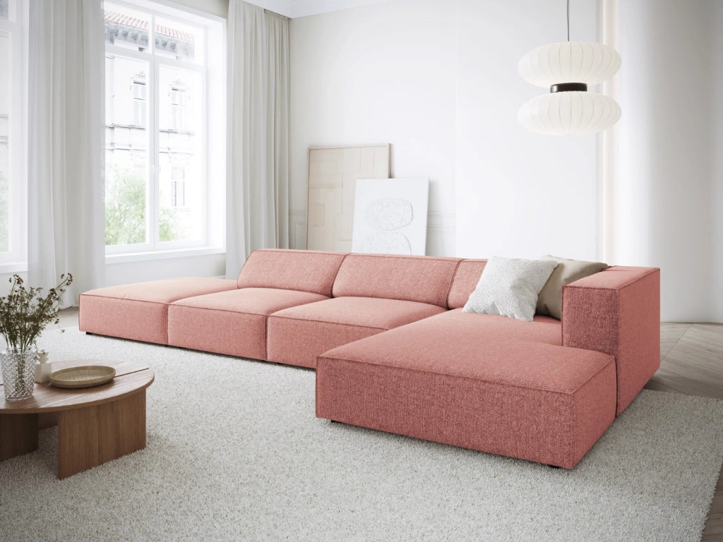 Cosmopolitan Design - Divano angolare destro "Arendal" 5 posti in ciniglia rosa 