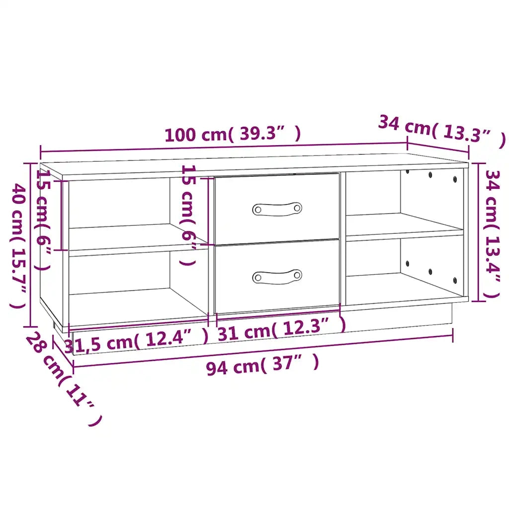 Mobile TV | Armadietto TV | Mobile Porta TV Nero 100x34x40 cm in Legno Massello di Pino