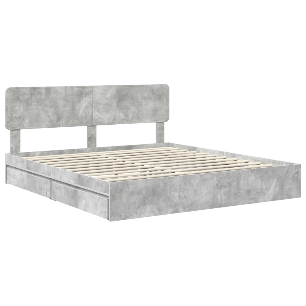 Letto con Contenitore con testiera Grigio cemento 180 x 200 cm 3412251