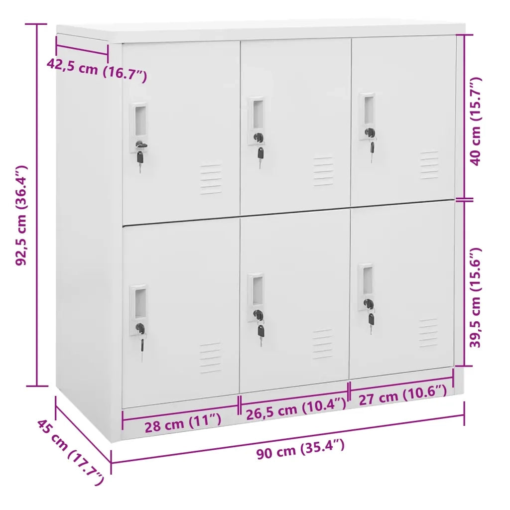 Armadietto con Chiave Grigio Chiaro 90x45x92,5 cm in Acciaio 336436