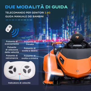 Macchina Elettrica per Bambini 12V con Licenza Lamborghini V12 Vision Gran Turismo Arancione
