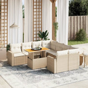 Set Divano da Giardino 9 pz con Cuscini Beige in Polyrattan 3271240
